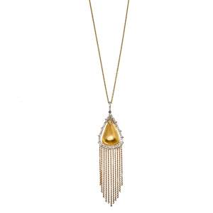 Alexis Bittar Crystal Embellished Gold Tone Long Tassel Pendant Necklace