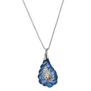 Alexis Bittar Silver Tone Frosted Crystal Encrusted Pendant Necklace 