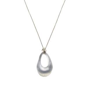 Alexis Bittar Grey Lucite Scattered Crystal Baguette Pendant Necklace 
