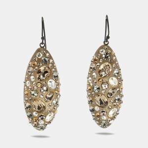 Alexis Bittar Lucite Crystal Resin Gunmetal Drop Earrings