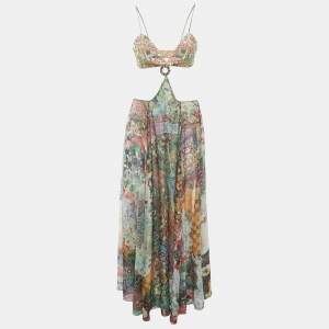 Alexis Green Sequin Embroidered Cut-Out Maxi Dress M