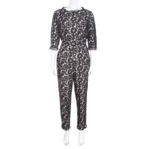 Alice by Temperley Black Floral Lace Belted Eros Jumpsuit L