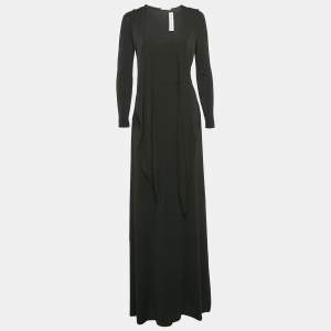 Alice+Olivia Black Jersey Waist Tie-Up Salina Maxi Dress S