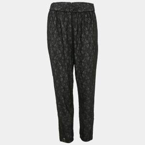 Alice + Olivia Black Floral Lace Trousers L