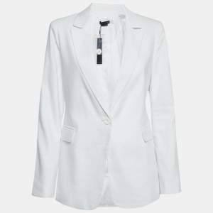 Alice + Olivia White Linen Blend Single Breasted Blazer M