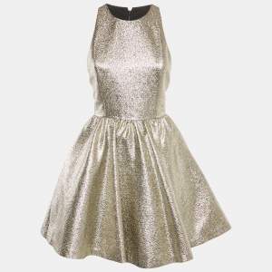 Alice + Olivia Metallic Brocade Sleeveless Mini Dress S