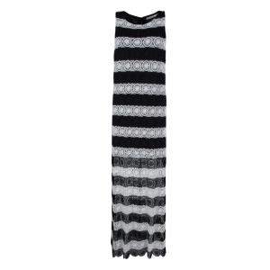 Alice + Olivia Monochrome Striped Crochet Lace Sleeveless Lucia Maxi Dress M