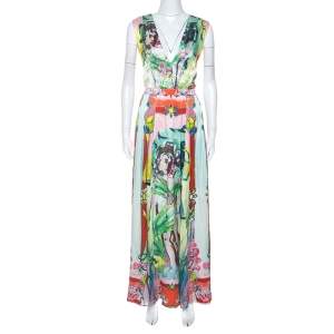 Pre Owned Alice + Olivia Multicolor Printed Silk Lola Lady Maxi Dress M