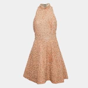 Alice + Olivia Dusty Pink Beads and Crystal Embellished Sleeveless Mini Dress M