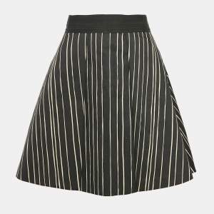 Alice + Olivia Black Stripe Cotton Pleated Mini Skirt M