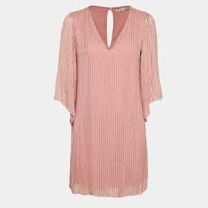 Alice + Olivia Pink Embellished Crepe V-Neck Mini Dress S