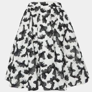 Alice + Olivia White/Black Floral Embroidered Skirt M