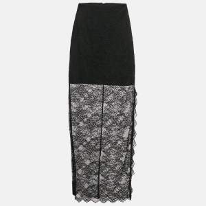Alice + Olivia Black Floral Lace Iyanna Maxi Skirt M