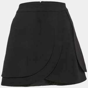Alice + Olivia Black Crepe Classics Mini Skirt S