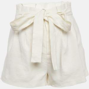 Alice + Olivia Off White Linen Blend Pleated Shorts S