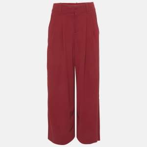 Alice + Olivia Burgundy Chiffon Flared Trousers M