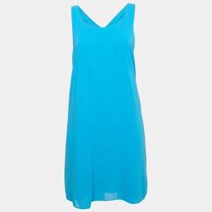 Alice + Olivia Blue Crepe Sleeveless Mini Dress L