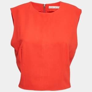 Alice + Olivia Orange Crepe Sleeveless Blouse L