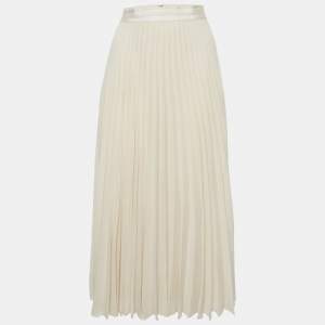 Alice + Olivia Beige Georgette Plisse Maxi Skirt M
