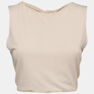 Alice + Olivia Air Beige Stretch Crepe Back Open Crop Top M