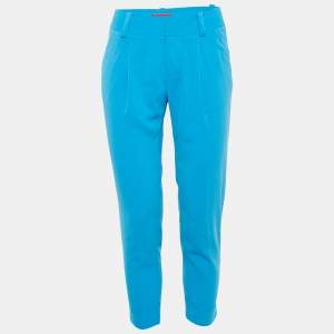 Alice + Olivia Blue Silk Slim Fit Trousers M
