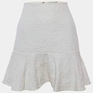 Alice + Olivia White Jacquard Knit Flared Hem Mini Skirt M