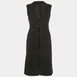 Alice + Olivia Black Crepe Sleeveless Long Coat S