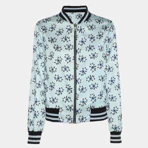 Pre Owned Alice + Olivia Multicolor Printed Nylon Lonnie Reversible Bomber Jacket S