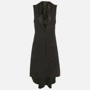مملوكة مسبقًا Alice + Olivia Black Crepe Sleeveless Long Jacket M