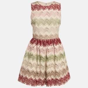 Pre Owned Alice + Olivia Beige Lace Joyce Mini Dress M 