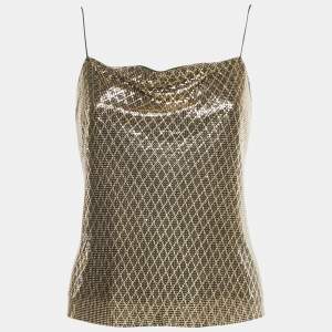 Pre Owned Alice + Olivia Metallic Drapey Chainmail Slip Tank Top S