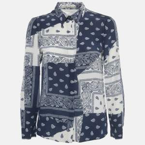Pre Owned Alice + Olivia Navy Blue /White Bandana Print Shirt M