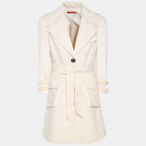 Pre Owned Alice + Olivia Cream Cotton Belted Coat L