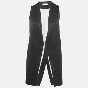 مملوكة مسبقًا Alice + Olivia Black Satin Open Front Vest XS