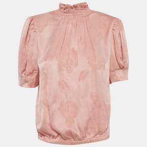 Pre Owned Alice + Olivia Pink Jacquard Crepe Top S