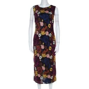 Alice + Olivia Multicolor Floral Embroidered Lace Nat Midi Dress L 