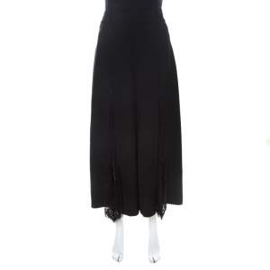 Alice + Olivia Black Crepe Lace Insert Onell Pleat Trousers M 