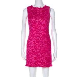 Alice + Olivia Pink Geometric Pattern Wool Blend Short Dress XS