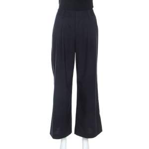 Alice + Olivia Dark Navy Checked Wide Leg Trousers S