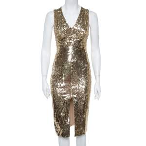 Alice + Olivia Gold Sequined Leora Midi Dress S