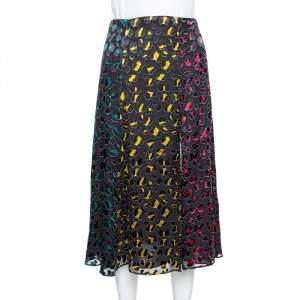 Alice + Olivia Multicolor Leopard Print Burnout Silk Janessa Skirt XS