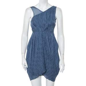 فستان آليس + اوليفيا ديرابيه غير متماثل بلا أكمام  حرير أزرق مقاس صغير (سمول)