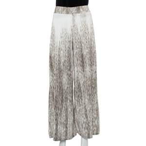Alice + Olivia Cream & Brown Knit Wide Leg Trousers S