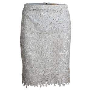 Alice + Olivia Silver Lace Overlay Skirt S