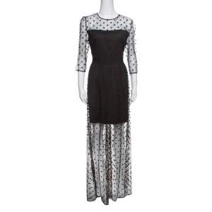 ALICE by Temperley Black Polka Dotted Celia Maxi Dress L