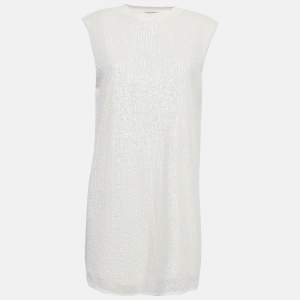 All Saints White Sequin and Knit Juela Mini Dress M