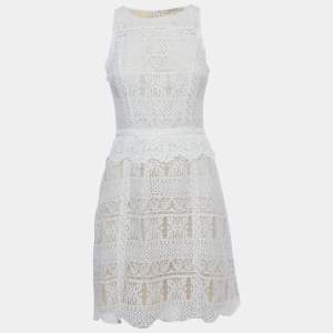 Pre Owned All Saints White Lace Sleeveless Mini Dress S