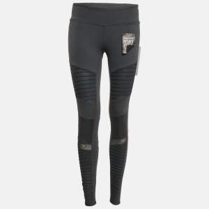 Alo Yoga Grey Jersey Mesh Detail Leggings L