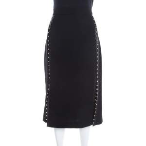 Altuzarra Black Crepe Bead Embellished Welkes Midi Skirt L