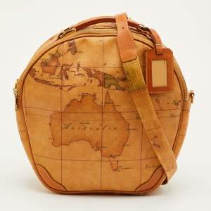 مملوكة مسبقًا Alviero Martini 1A Classe Geo Tan Coated Canvas and Leather Round Crossbody Bag